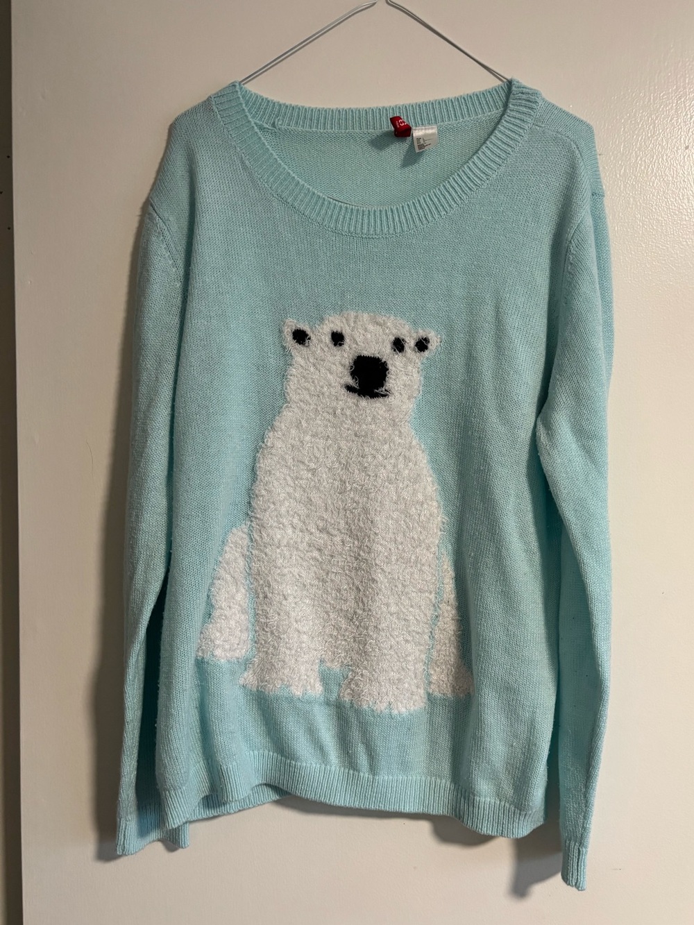 H&M Blue Fuzzy Polar Bear Sweater 🐻❄️